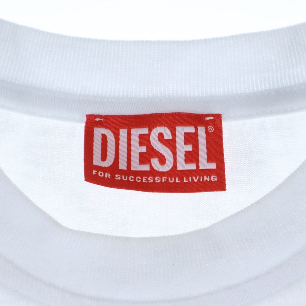 DIESEL(ディーゼル) T-JUST-L20 アースプリント クルーネック半袖Tシャツカットソー ホワイト A11048