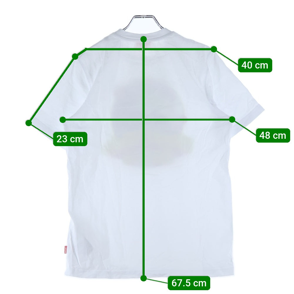 DIESEL(ディーゼル) T-JUST-L20 アースプリント クルーネック半袖Tシャツカットソー ホワイト A11048