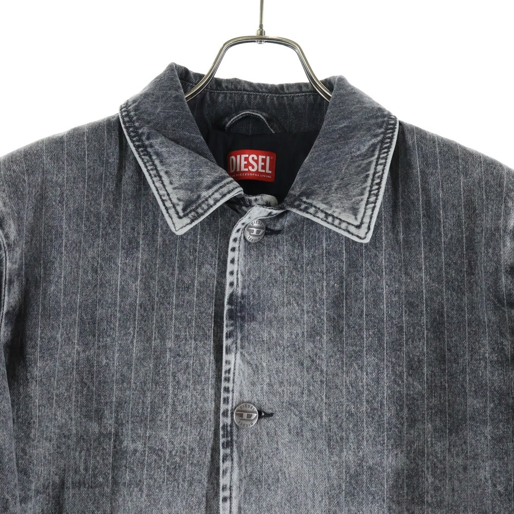 DIESEL(ディーゼル) 24AW D-JACK-S1 ジャック ピンストライプ デニム オーバーコート ブラック A16938