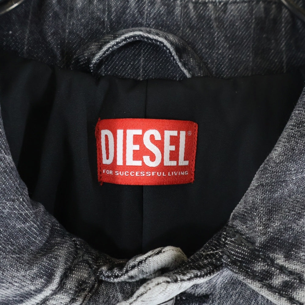 DIESEL(ディーゼル) 24AW D-JACK-S1 ジャック ピンストライプ デニム オーバーコート ブラック A16938