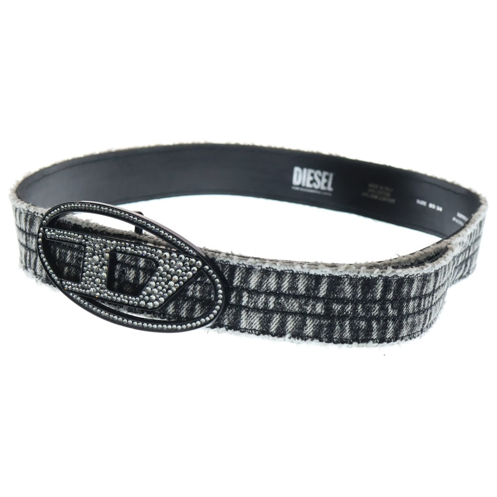 DIESEL(ディーゼル) 25SS B-1DR STRASS ラインストーン Dロゴ バックル デニムベルト インディゴ X09939 レディース