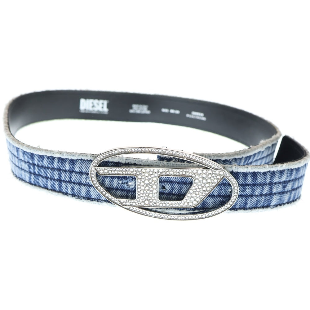 DIESEL(ディーゼル) 25SS B-1DR STRASS ラインストーン Dロゴ バックル デニムベルト ブラック X09939 レディース