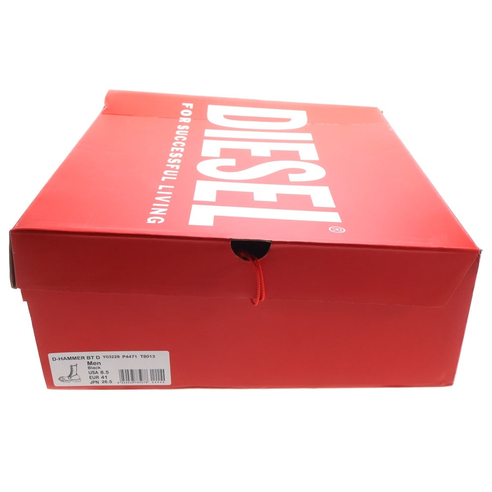 DIESEL(ディーゼル) 23AW D-HAMMER BT D レースアップ レザー アンクルブーツ ブラック Y03254