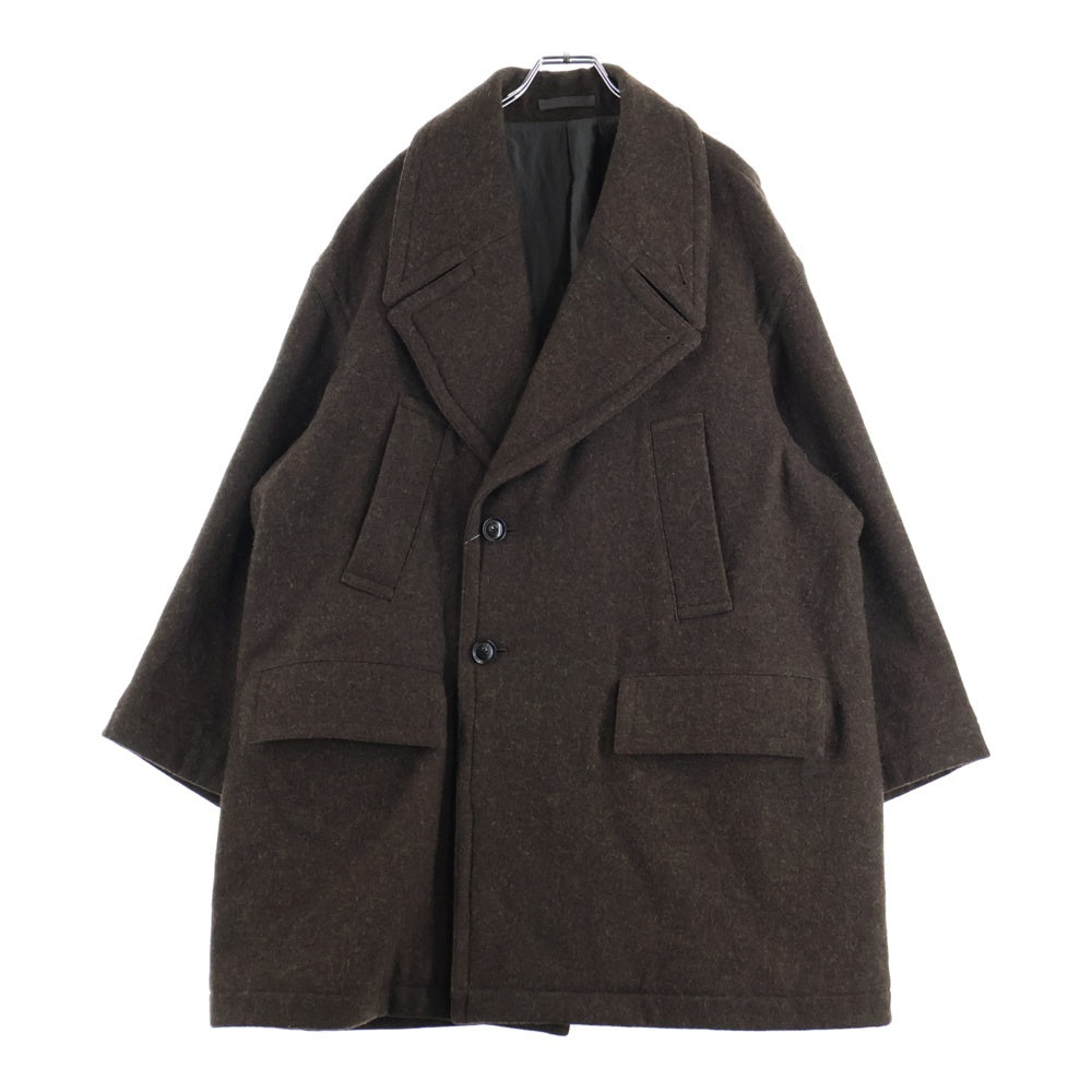 YOKE(ヨーク) 22AW OVERSIZED DOUBLE BREASTE HALF COAT シェットランドウール オーバーサイズダブルブレストハーフコート ブラウン YK22AW0411C