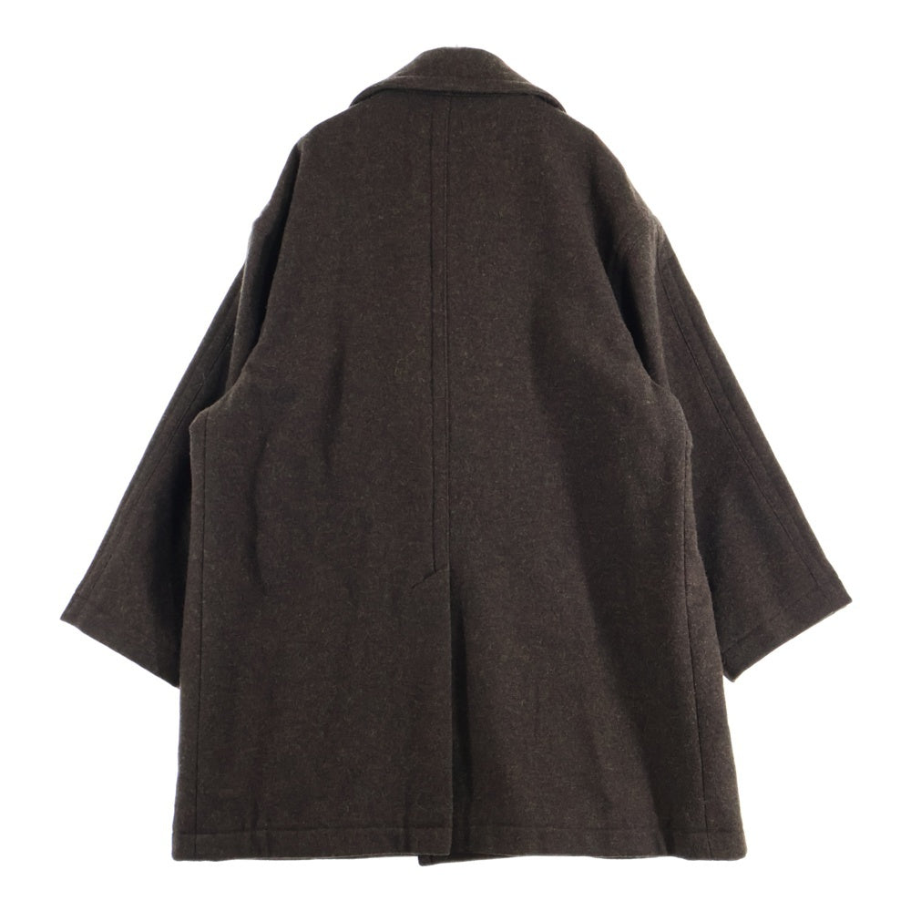 YOKE(ヨーク) 22AW OVERSIZED DOUBLE BREASTE HALF COAT シェットランドウール オーバーサイズダブルブレストハーフコート ブラウン YK22AW0411C