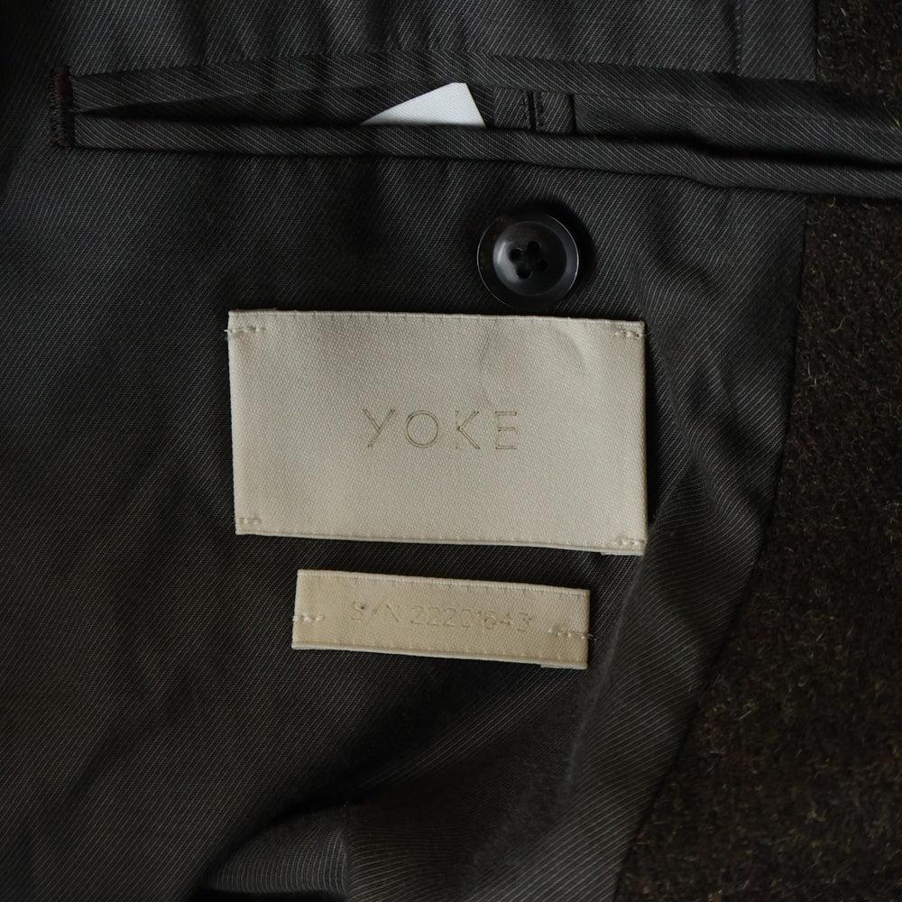 YOKE(ヨーク) 22AW OVERSIZED DOUBLE BREASTE HALF COAT シェットランドウール オーバーサイズダブルブレストハーフコート ブラウン YK22AW0411C