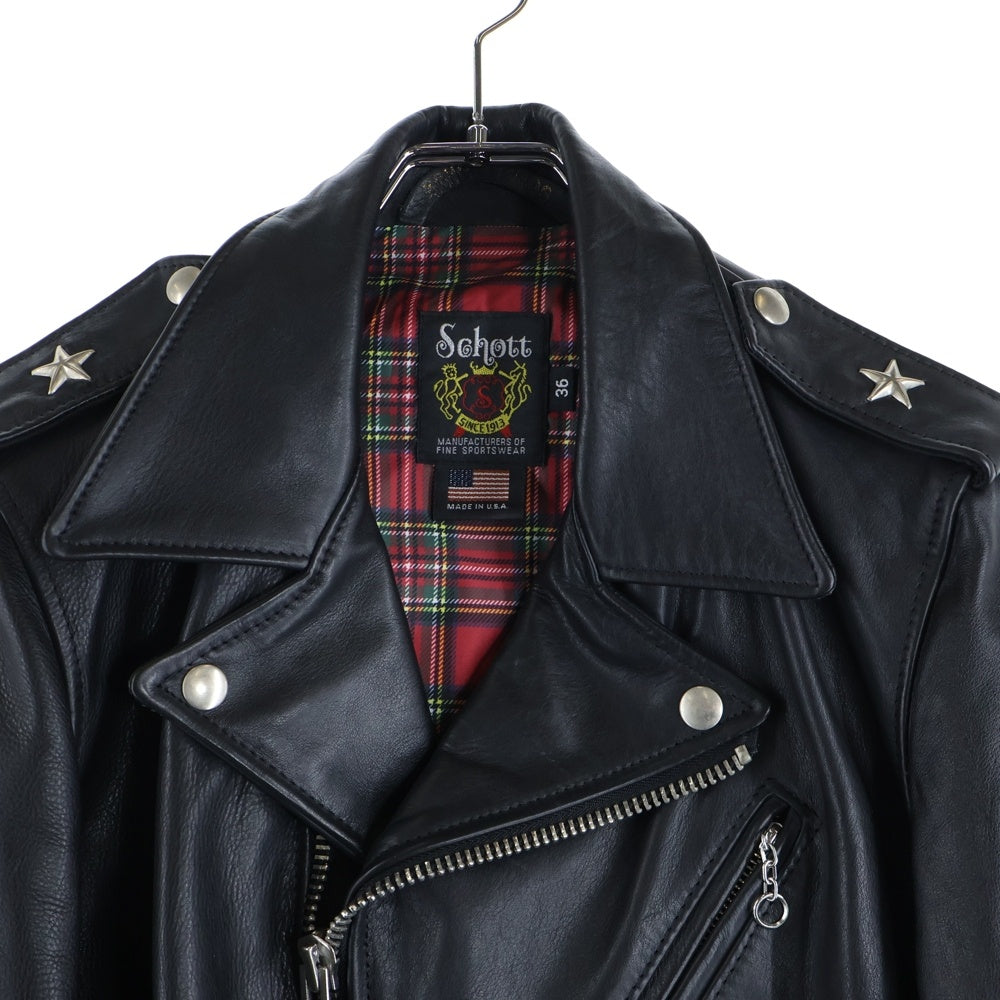 mastermind JAPAN(マスターマインドジャパン) ×Schott One Star Riders 613MM ショット ワンスター レザー ダブルライダースジャケット ブラック 996-9217613