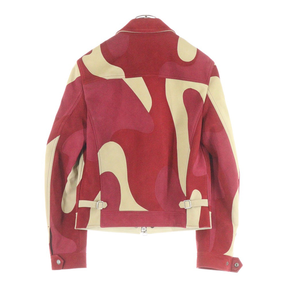 TOM FORD(トムフォード) 16SS Patchwork Suede Camo Trucker Jacket パッチワーク スエードカモ レザートラッカージャケット レッド TFL565