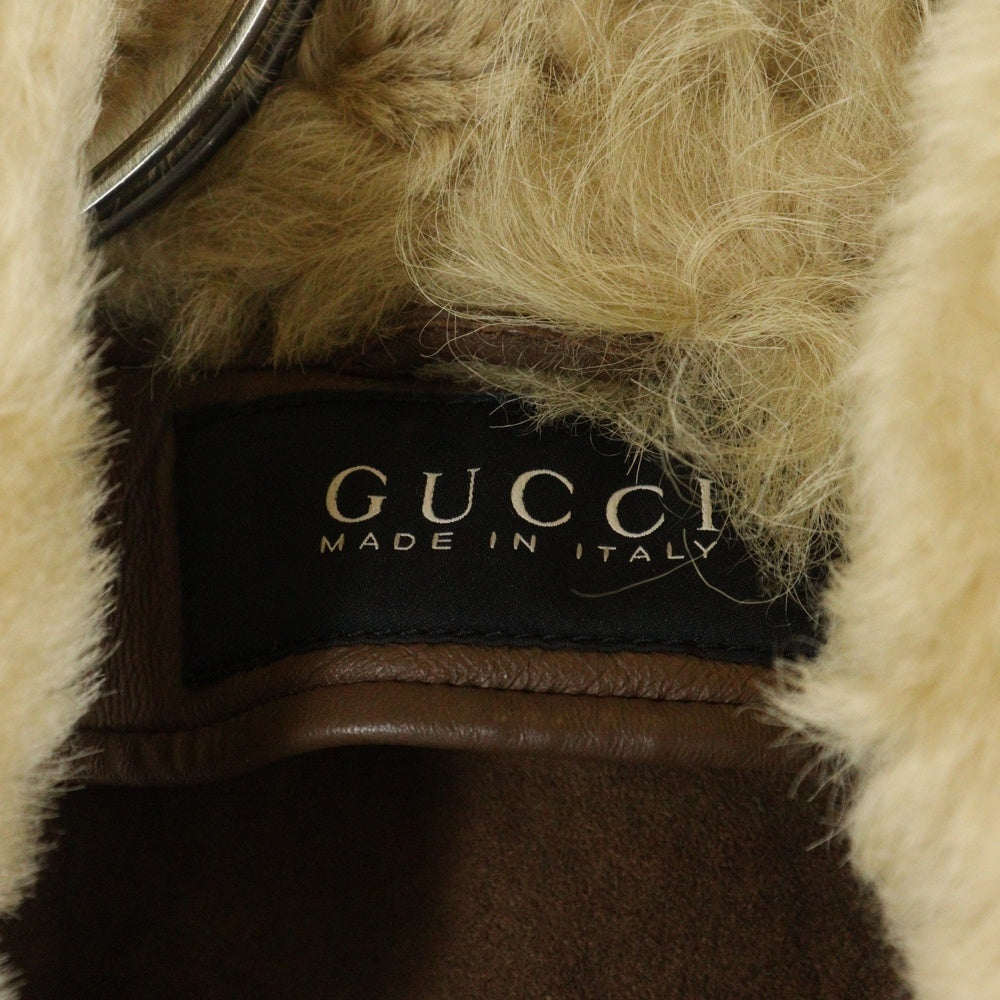 GUCCI(グッチ) ラムレザー ムートンダブルライダースジャケット ブラウン 359484