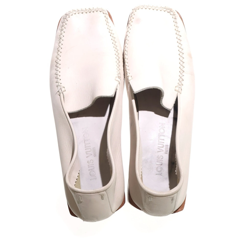 LOUIS VUITTON(ルイヴィトン) スクエアトゥ デッキシューズ レザーローファー ホワイト