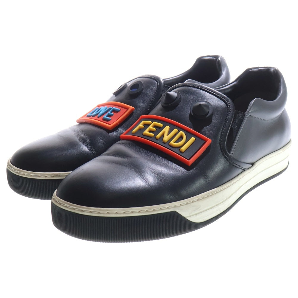 FENDI(フェンディ) LOVE FENDI ボキャブラリー レザースリッポン ローカットスニーカー ブラック