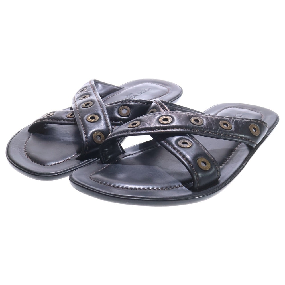 LOUIS VUITTON(ルイヴィトン) レザーフラットサンダル ブラック