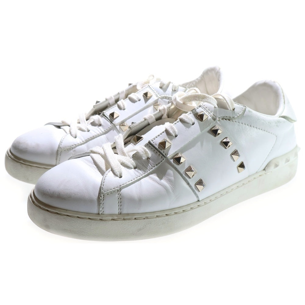 VALENTINO GARAVANI(ヴァレンチノガラヴァーニ) オープンディスコ ロックスタッズ レザー ローカットスニーカー ホワイト