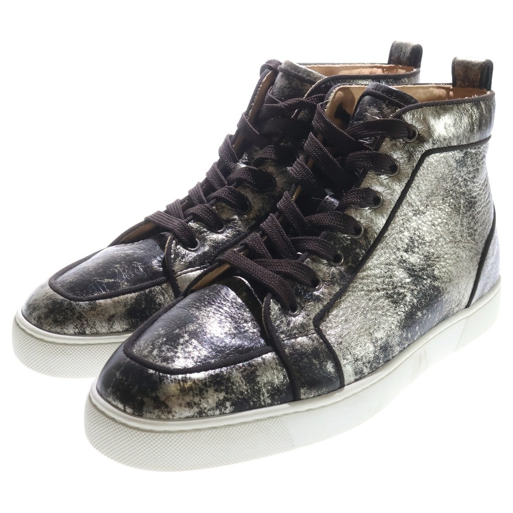 CHRISTIAN LOUBOUTIN(クリスチャンルブタン) Rantus Orlato Flat レザーハイカットスニーカーシューズ ダークシルバー