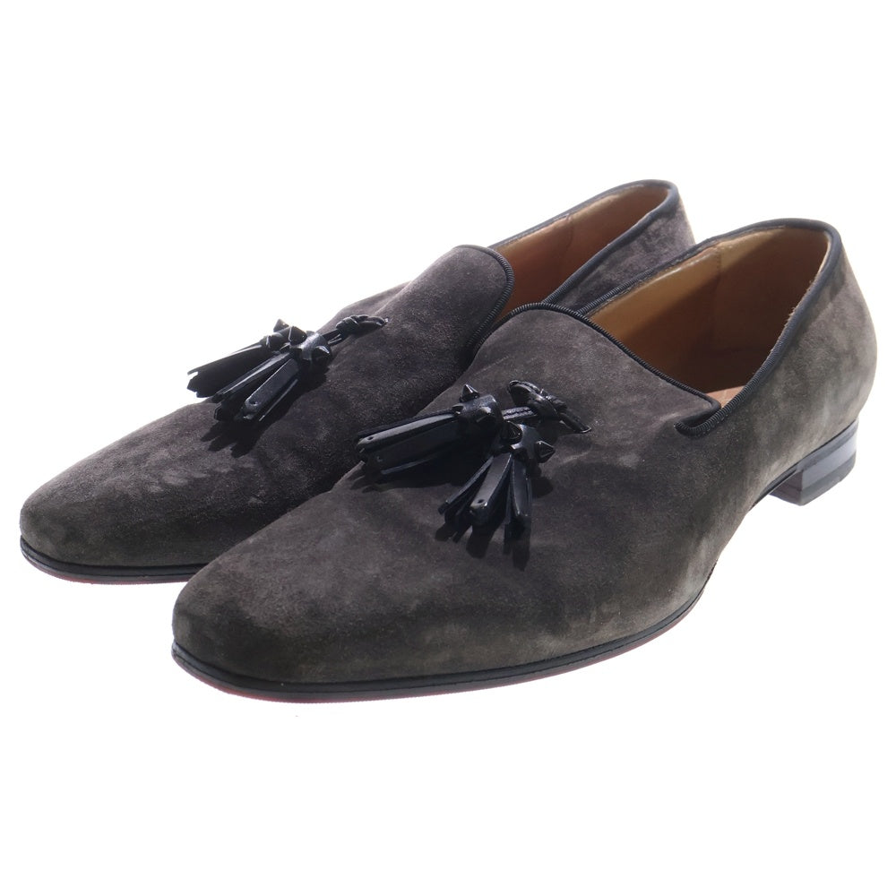 CHRISTIAN LOUBOUTIN(クリスチャンルブタン) スエード スパイク タッセルローファー グレー