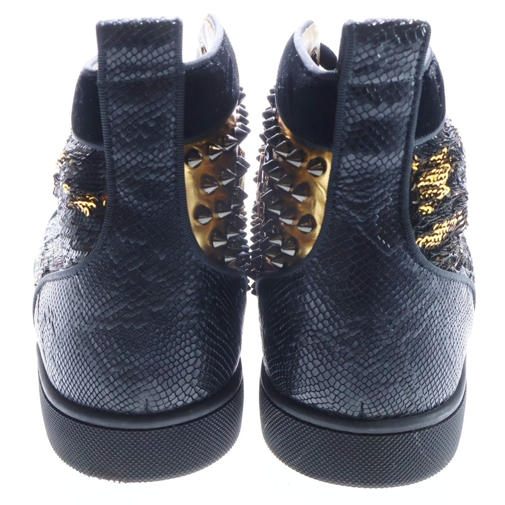 CHRISTIAN LOUBOUTIN(クリスチャンルブタン) Louis スパンコール スパイクスタッズ ハイカットスニーカーシューズ ブラック/ゴールド