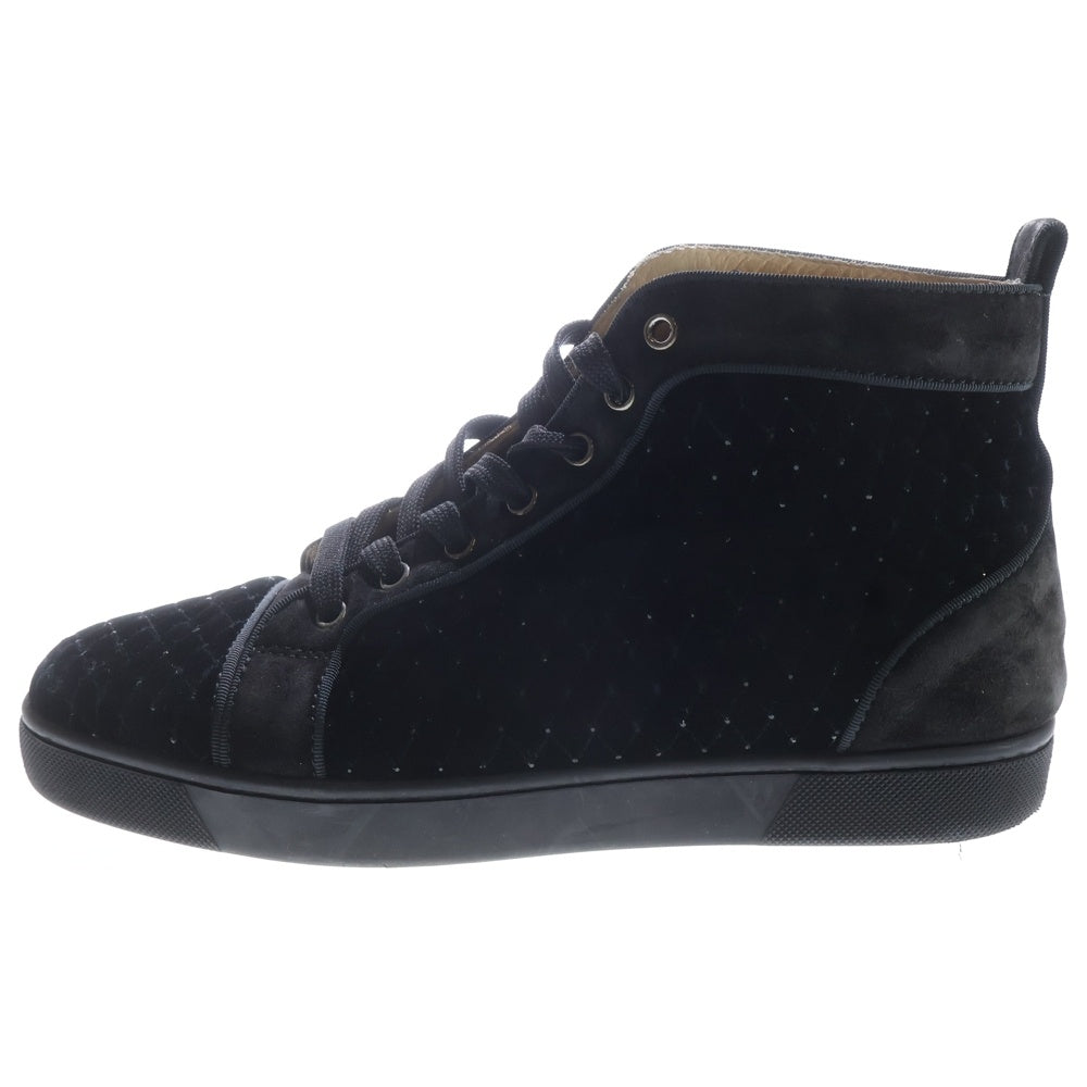 CHRISTIAN LOUBOUTIN(クリスチャンルブタン) ベロア キルティング ハイカットスニーカーシューズ ブラック