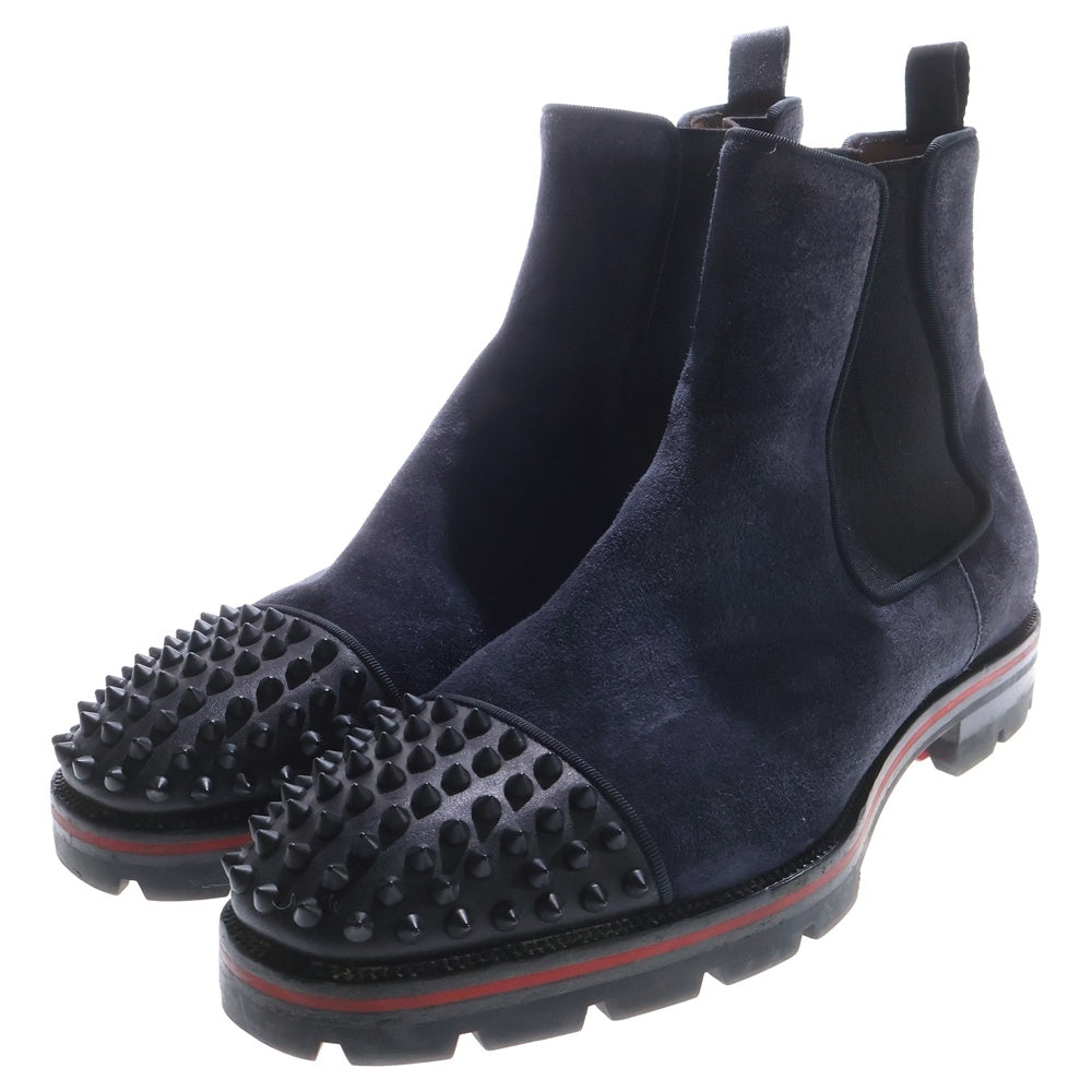 CHRISTIAN LOUBOUTIN(クリスチャンルブタン) Melon Spikes Flat メロン スパイクスタッズ サイドゴアブーツ ネイビー
