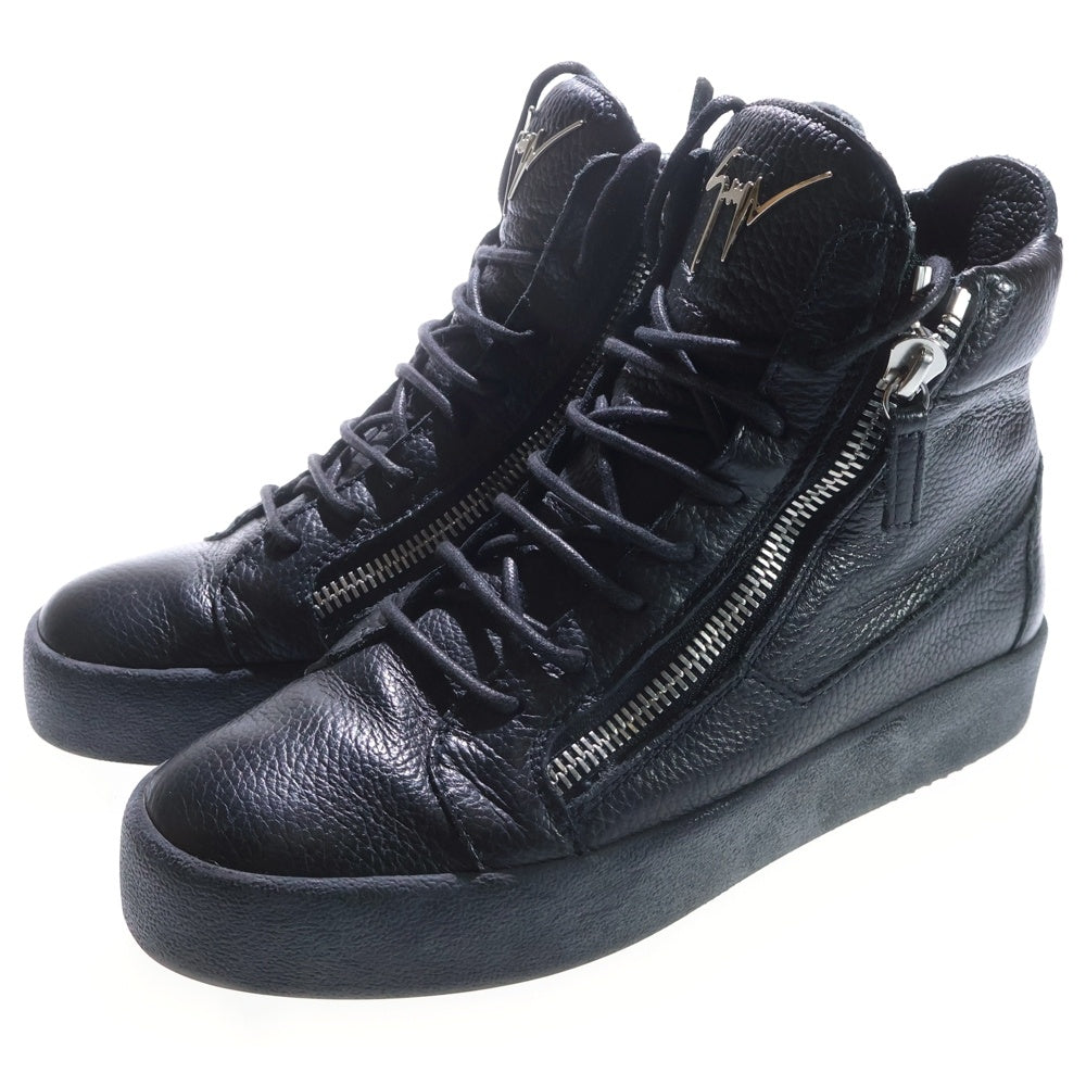 GIUSEPPE ZANOTTI(ジュゼッペ ザノッティ) サイドジップ レザーハイカットスニーカーシューズ ブラック