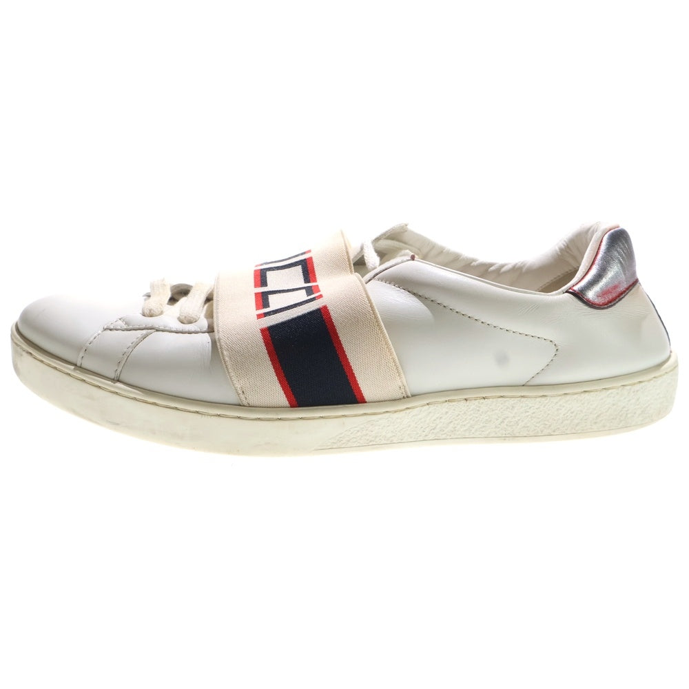 GUCCI(グッチ) ロゴライン レザー ローカットスニーカー ホワイト 523469