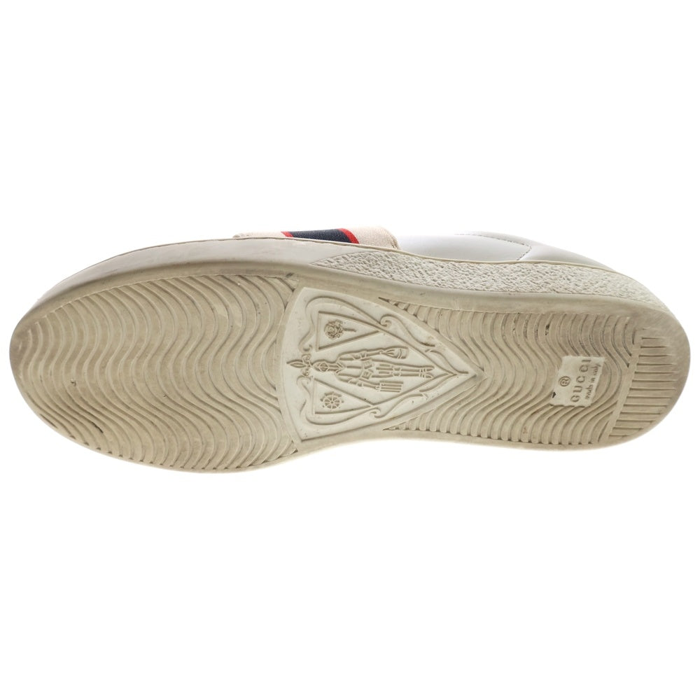 GUCCI(グッチ) ロゴライン レザー ローカットスニーカー ホワイト 523469