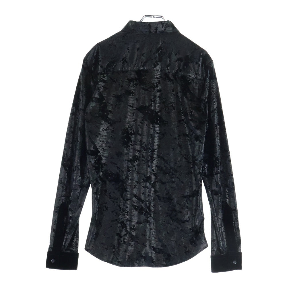 EMPORIO ARMANI(エンポリオアルマーニ) クラック加工 ベロア 長袖シャツ ブラック
