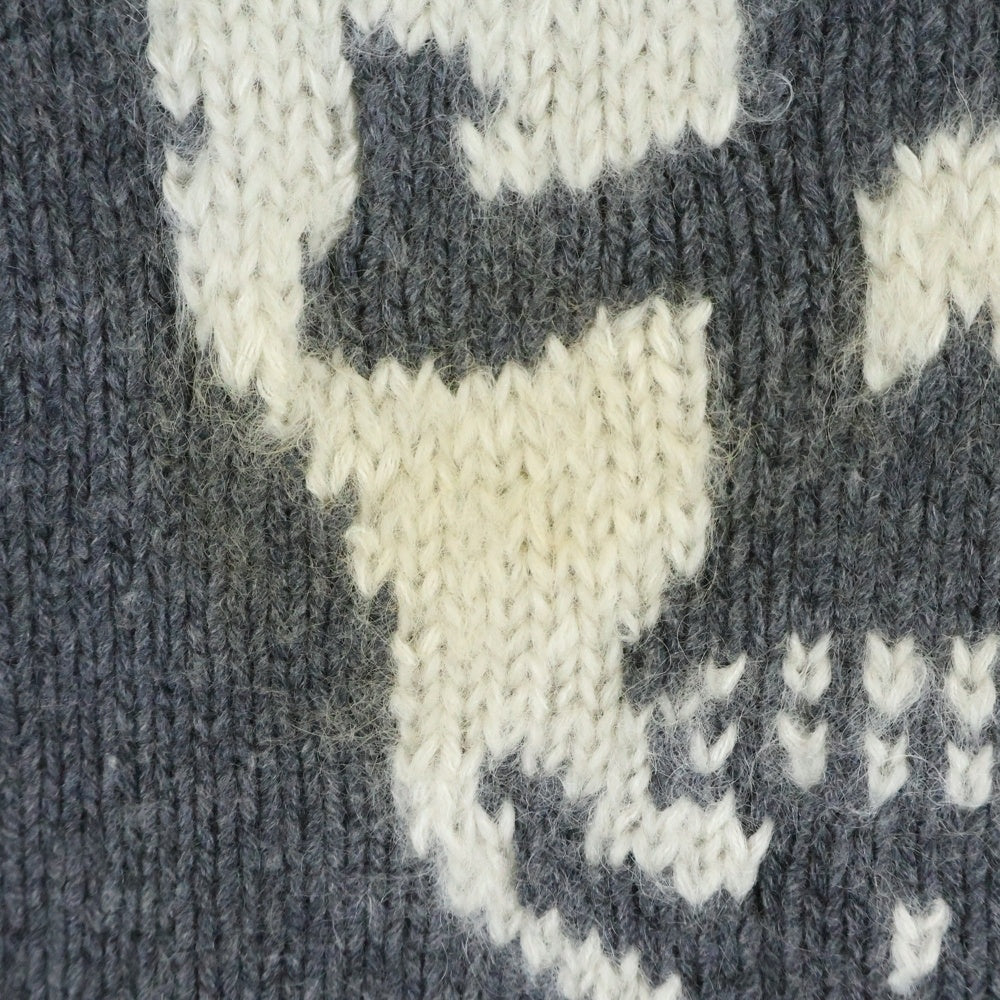 lucien pellat-finet(ルシアンペラフィネ) スカル ウール ニット セーター グレー