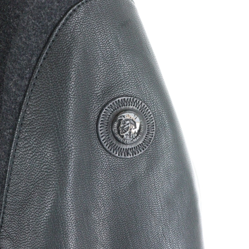 DIESEL(ディーゼル) レザー切替 ウール ロング チェスターコート グレー