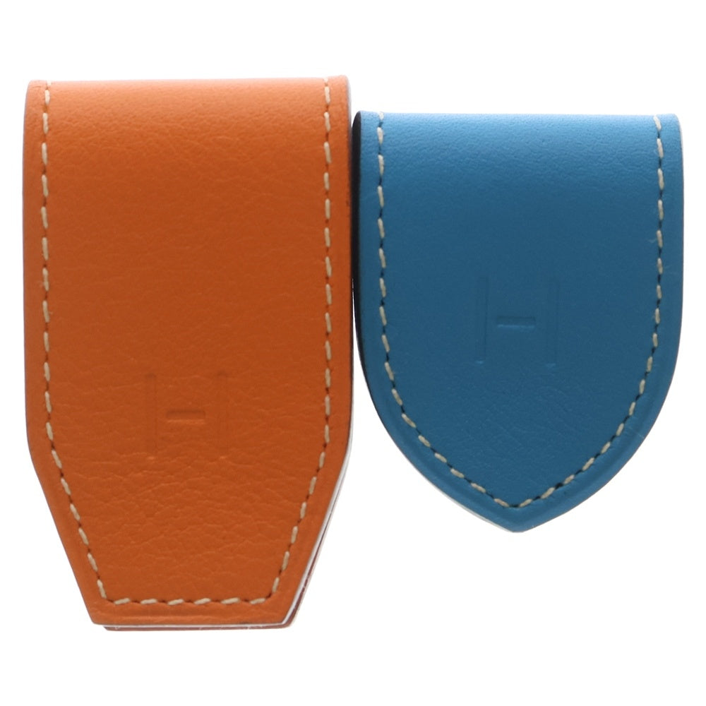 HERMES(エルメス) アット H スイフト トリヨンクレマンス レザー ブックマーカー マネークリップ セット オレンジ/ブルー レディース