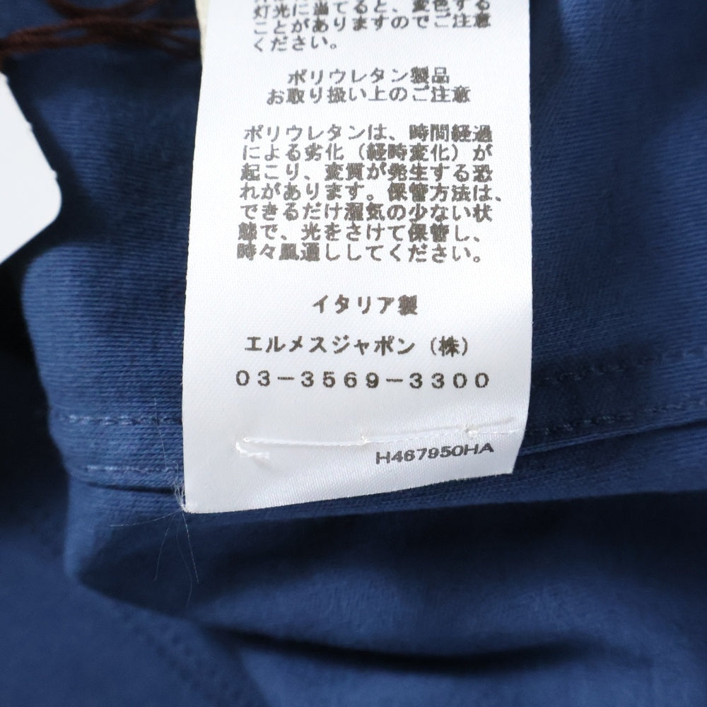 HERMES(エルメス) サドルステッチ クルーネック半袖Tシャツ ネイビー