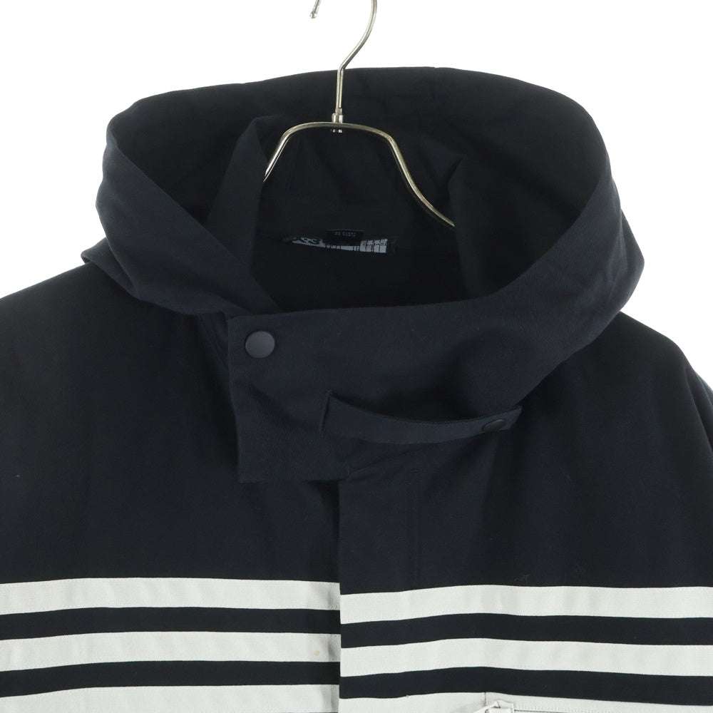 Y-3(ワイスリー) GABARDINE HOODED SHIRT 3ライン モッズコート ブラック FJ0473