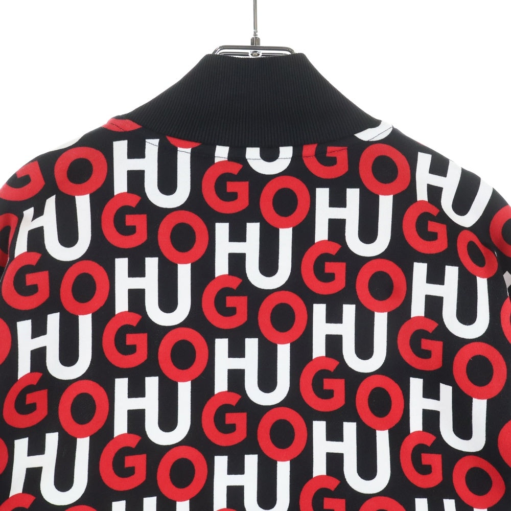 HUGO BOSS(ヒューゴボス) ロゴ総柄 ハーフジップ スウェットトレーナー レッド/ブラック