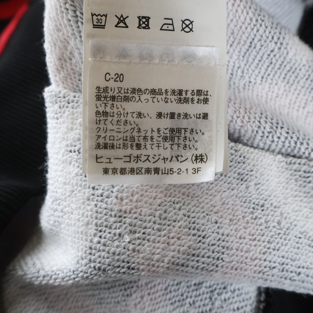 HUGO BOSS(ヒューゴボス) ロゴ総柄 ハーフジップ スウェットトレーナー レッド/ブラック