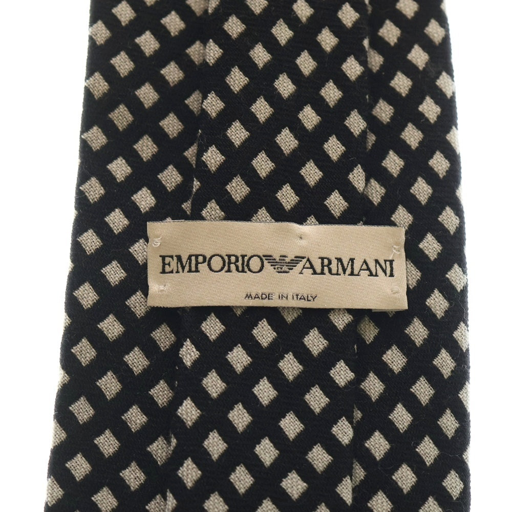 EMPORIO ARMANI(エンポリオアルマーニ) スクエアドット総柄 カシミア ネクタイ ホワイト/ブラック