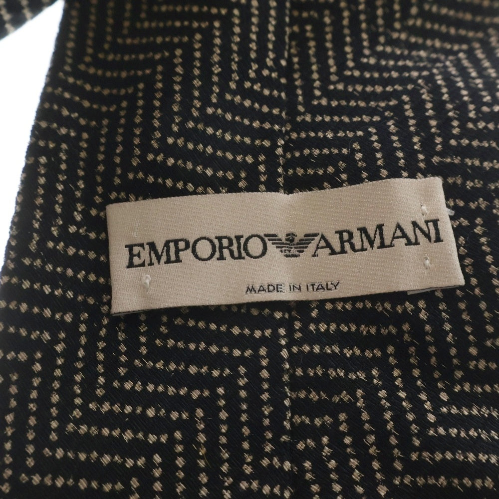 EMPORIO ARMANI(エンポリオアルマーニ) ヘリンボーンデザイン ウール混 シルクネクタイ チャコールグレー