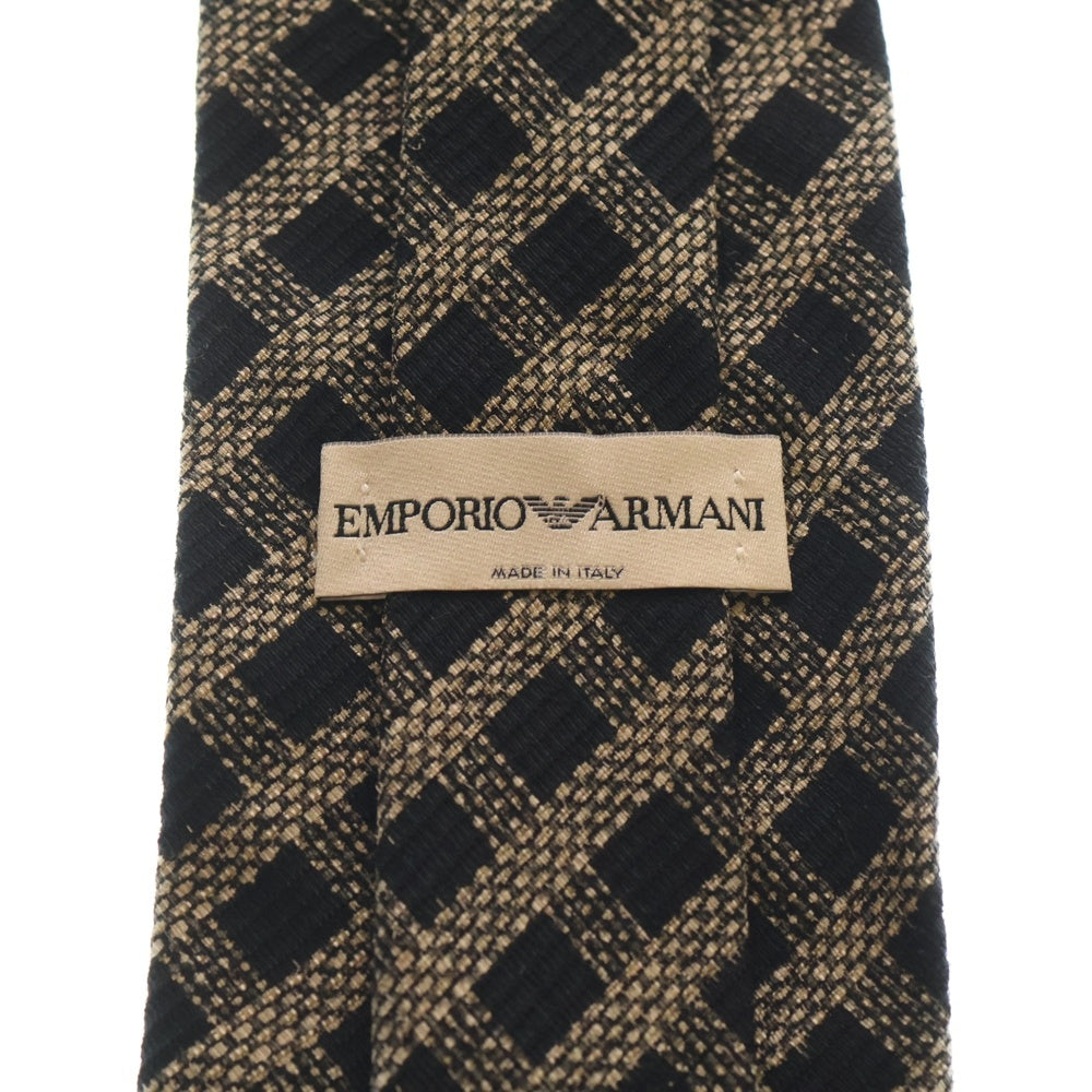 EMPORIO ARMANI(エンポリオアルマーニ) スクエア チェック ウール混シルクネクタイ ブラック/グレー