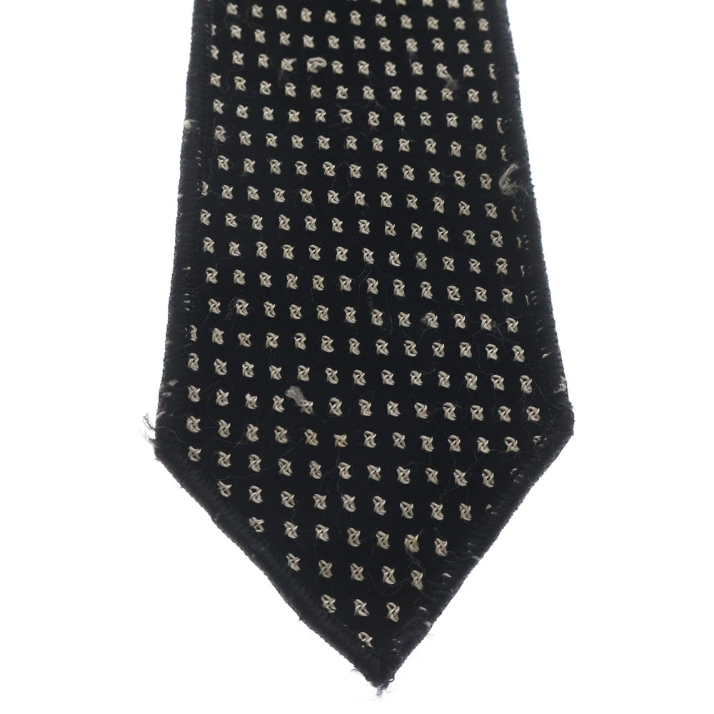 EMPORIO ARMANI(エンポリオアルマーニ) ニット切替 刺繍デザイン レーヨン混 ウールネクタイ ブラック