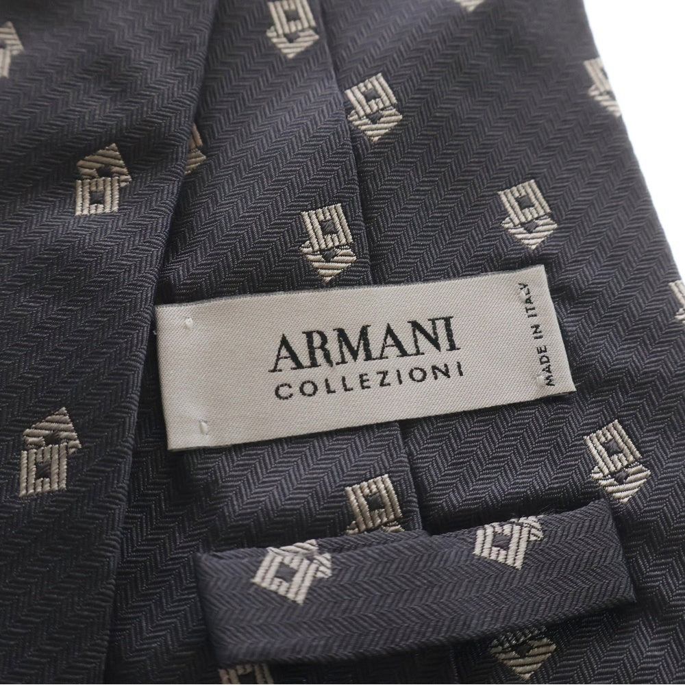 ARMANI COLLEZIONI(アルマーニ コレツィオーニ) スクエア ヘリンボーン シルク ネクタイ グレー