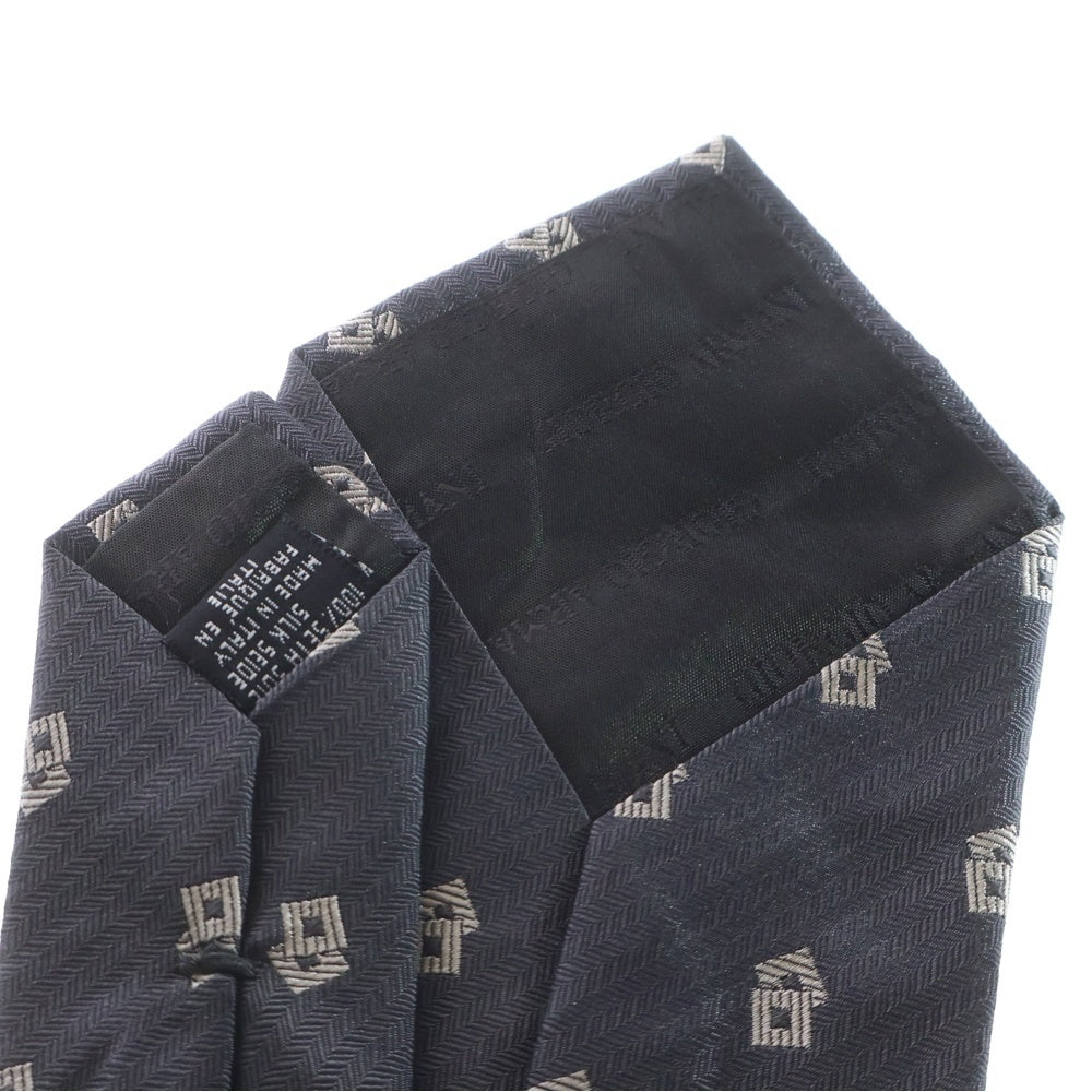 ARMANI COLLEZIONI(アルマーニ コレツィオーニ) スクエア ヘリンボーン シルク ネクタイ グレー