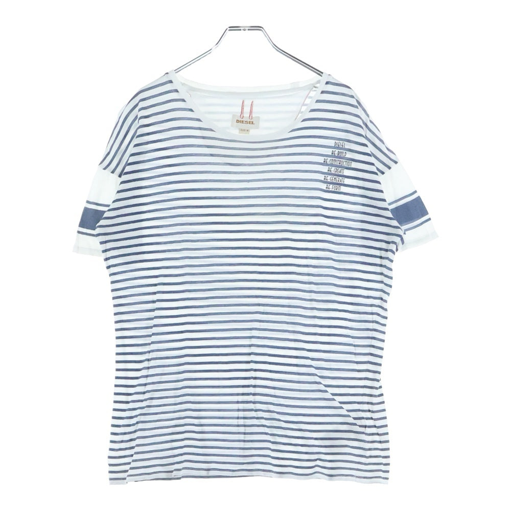 DIESEL(ディーゼル) ラウンドネック ボーダー 半袖Tシャツ ホワイト/ブルー