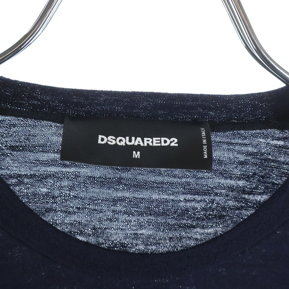 DSQUARED2(ディースクエアード) 15AW ロゴプリント 長袖ポケットTシャツ ネイビー S71GD0267