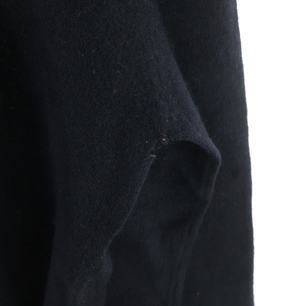 lucien pellat-finet(ルシアンペラフィネ) スカル ラインストーン ロゴ Vネック カシミヤ ニット セーター ブラック