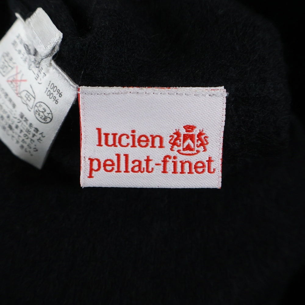 lucien pellat-finet(ルシアンペラフィネ) スカル ラインストーン ロゴ Vネック カシミヤ ニット セーター ブラック