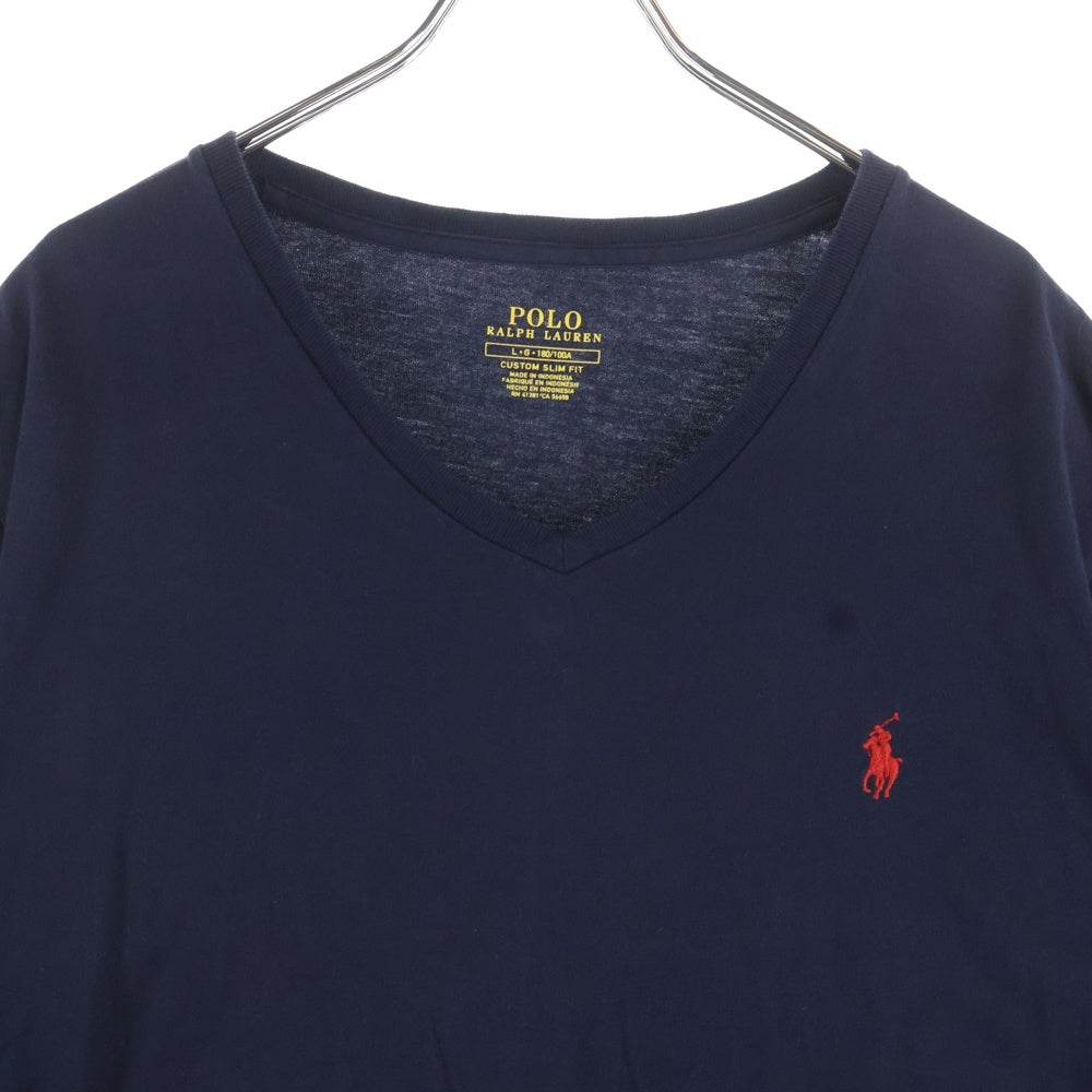 POLO RALPH LAUREN(ポロラルフローレン) スモールポニー 刺繍 Vネック半袖Tシャツ ネイビー