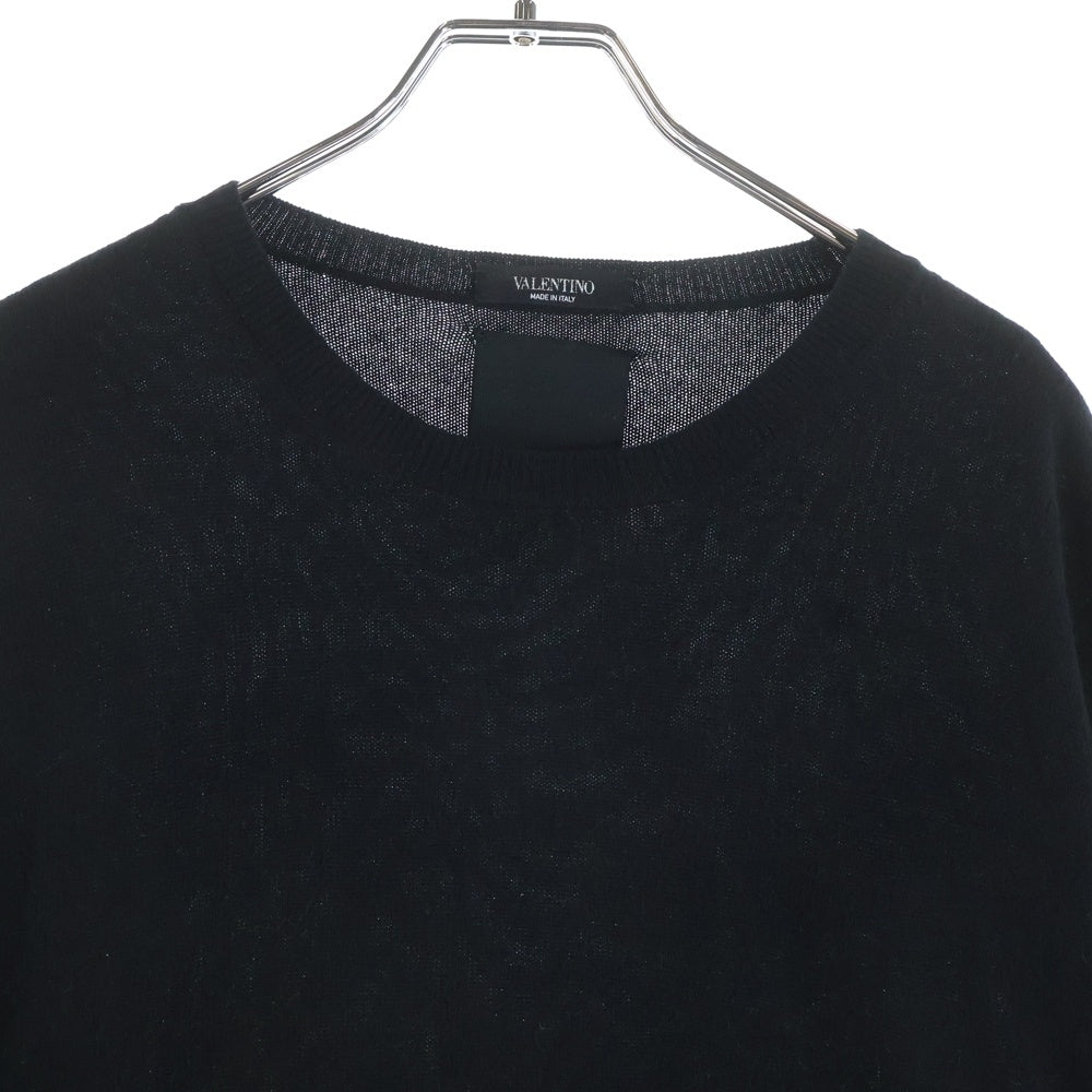 VALENTINO(ヴァレンティノ) サイドロックスタッズ ウール クルーネック ニット セーター ブラック