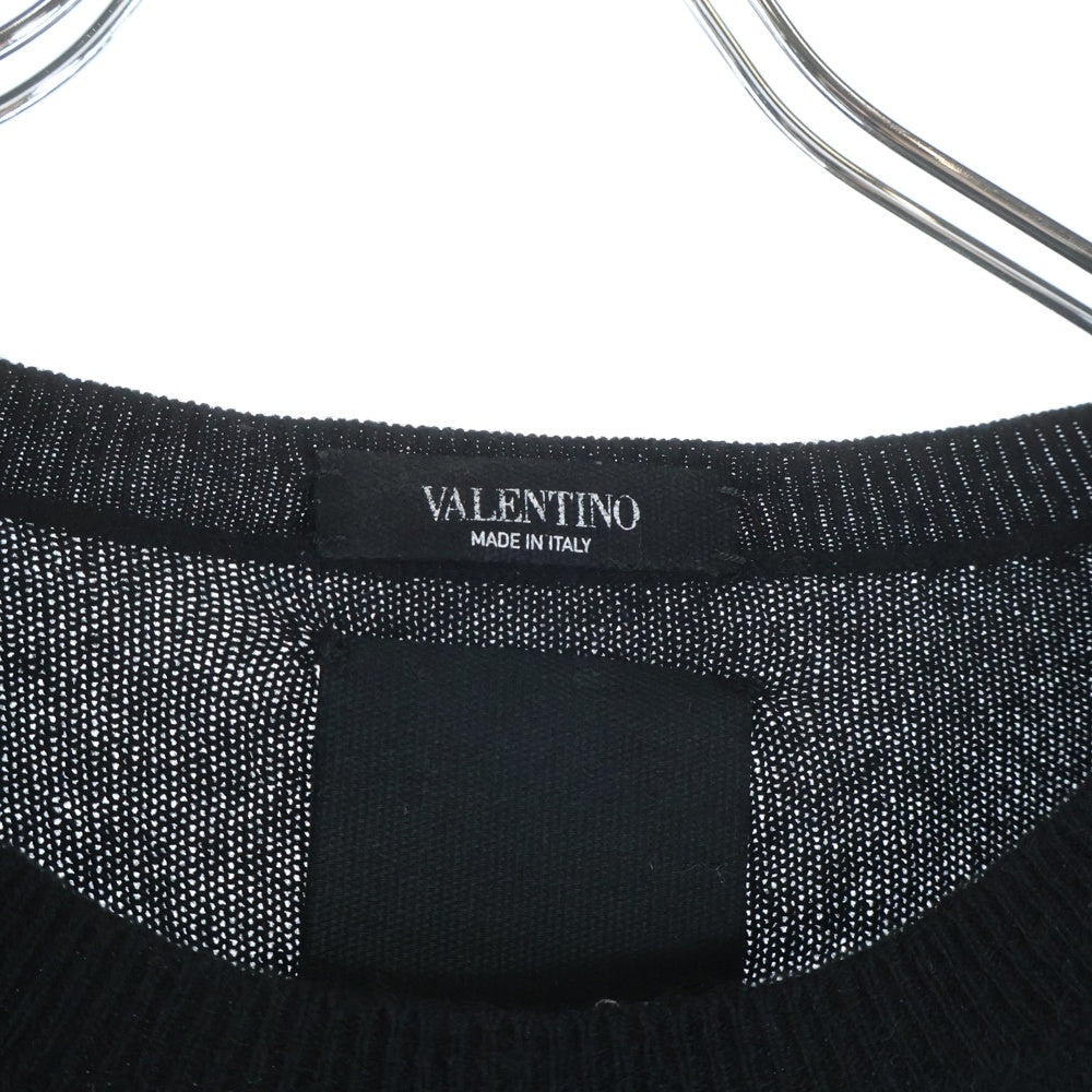 VALENTINO(ヴァレンティノ) サイドロックスタッズ ウール クルーネック ニット セーター ブラック