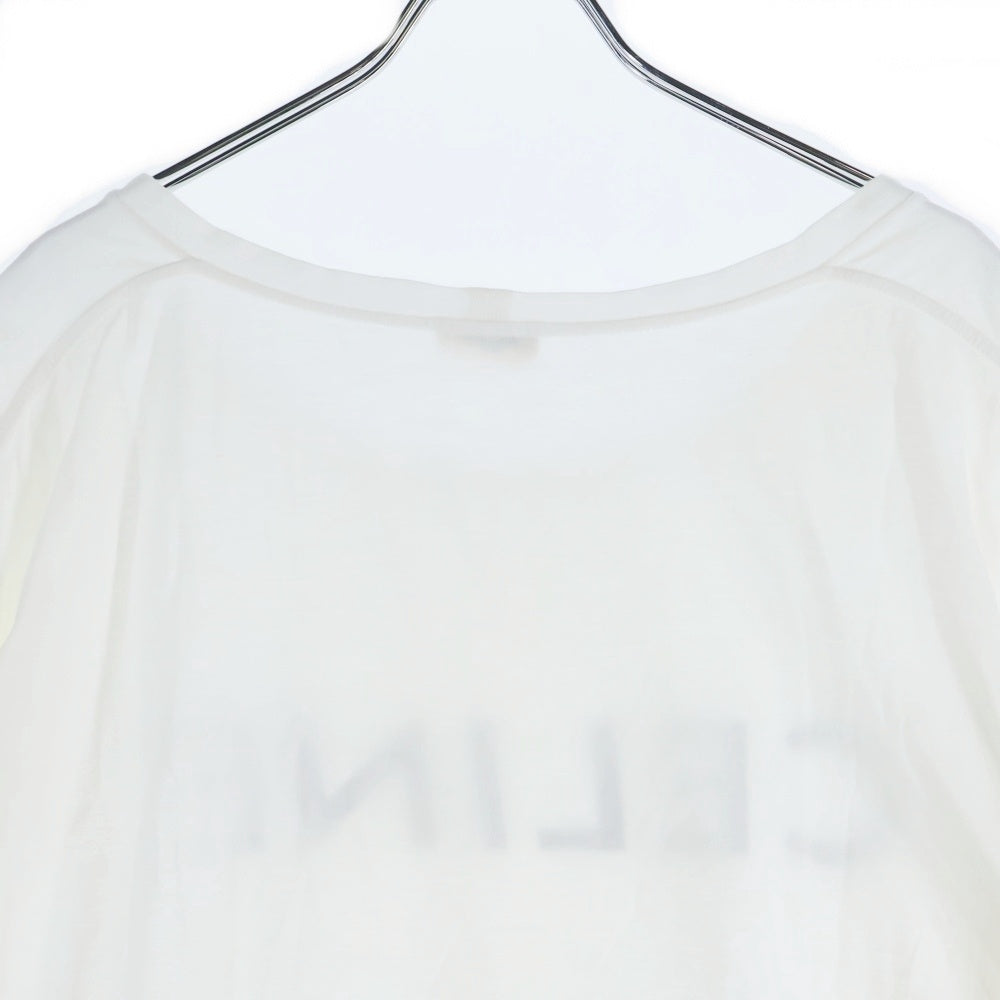 CELINE(セリーヌ) フロントロゴプリント クルーネック 半袖Tシャツ カットソー ホワイト X008370E