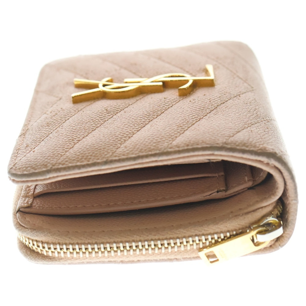 SAINT LAURENT PARIS(サンローランパリ) モノグラム コンパクト ジップアラウンド ウォレット 財布 ベージュ 403723 レディース