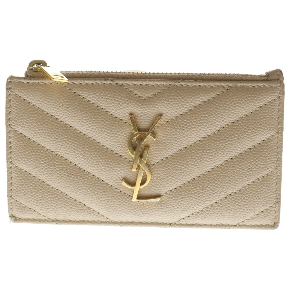 SAINT LAURENT PARIS(サンローランパリ) モノグラム フラグメント ジップカードケース ベージュ 607915 レディース