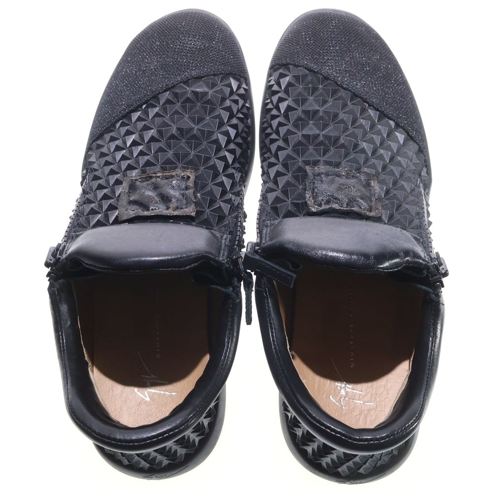 GIUSEPPE ZANOTTI(ジュゼッペ ザノッティ) スタッズメッシュ切替 サイドジップ ローカットスニーカー ブラック